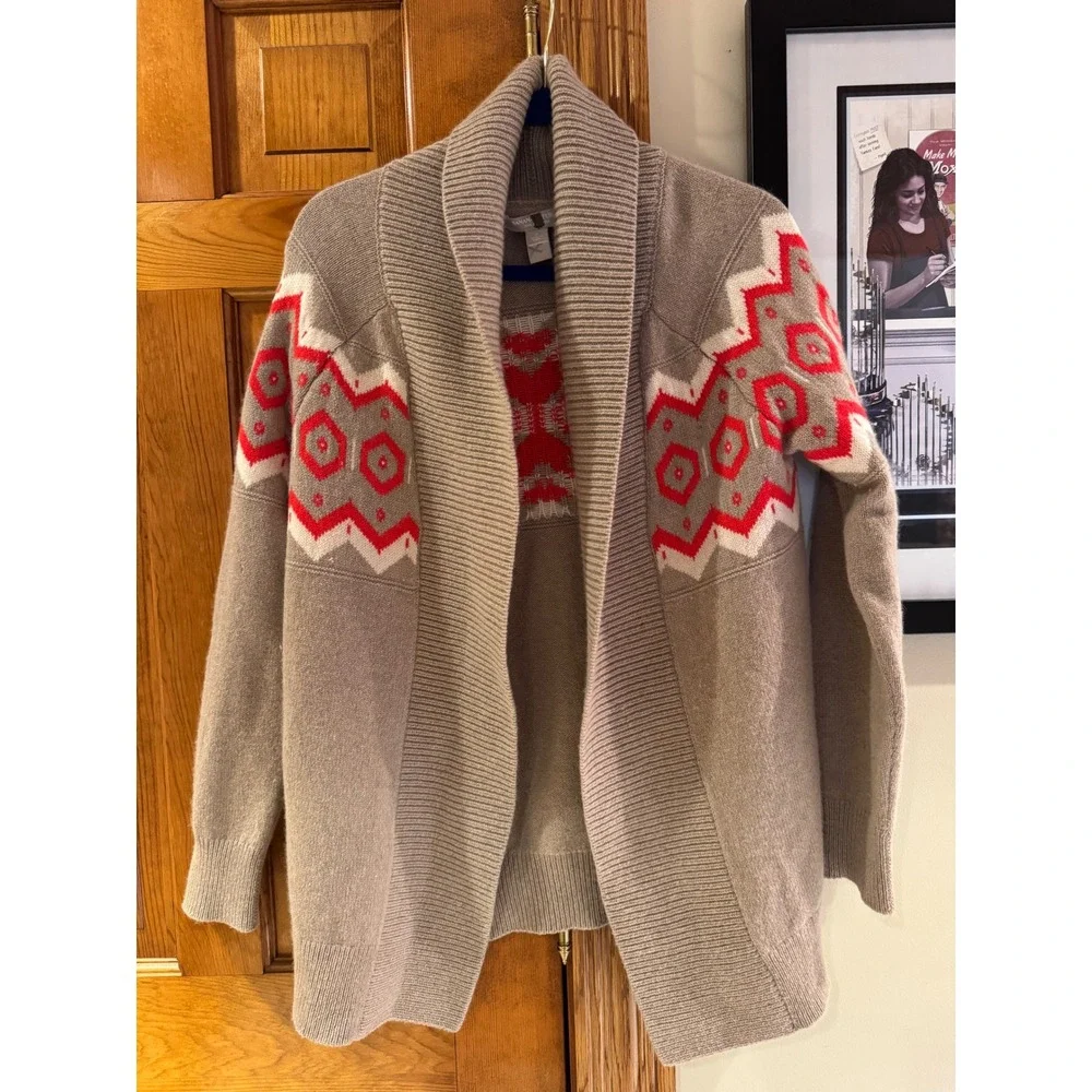 Banana Republic Womens Small‎ 100% Cashmere Fair Isle Shawl Cardigan Sweater